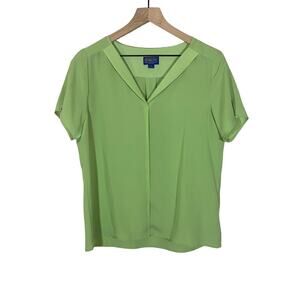 Pendleton Lime Green Short Sleeve Blouse Top Lightweight Sz 8